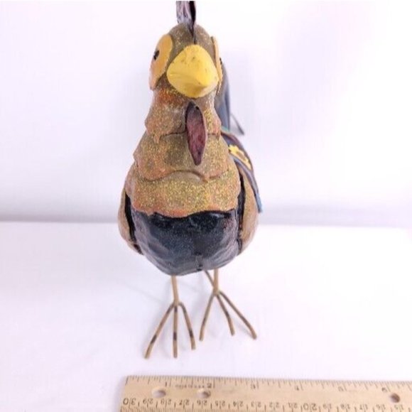 Hand Crafted Folk Art Rustic Tin Farmhouse Country Rooster Primitive Figurine 9" - Picture 11 of 11